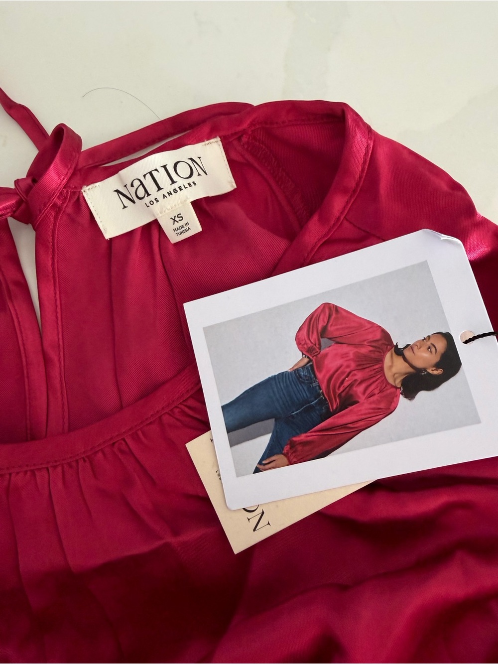 Nation Los Angeles LTD Eveline Satin Top in Raspberry Jam Sz XS MSRP $179 NWT - Picture 6 of 9